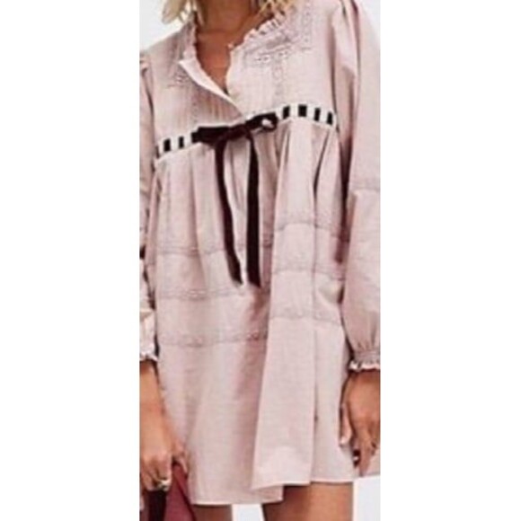 Free People Tea Time Mini Dress in Pale Mauve Size Small - Picture 2 of 10
